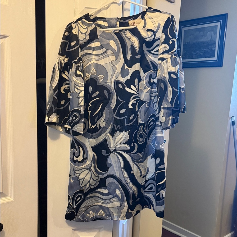 Roulette Black and Gray Abstract Blouse